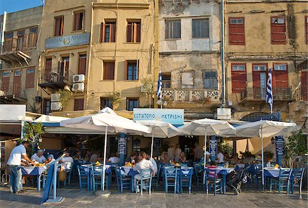 european cafe bar - Taverns in the Old Town of Chania, Crete, Greece Stock Photo - Rights-Managed, Code: 862-03888345