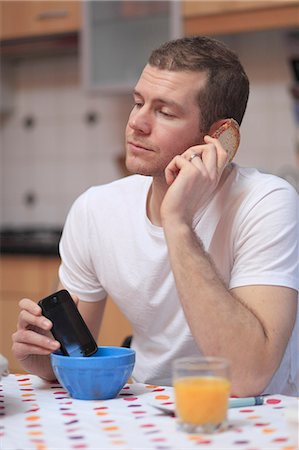 France man at home sleeping at breakfast. Stock Photo - Rights-Managed, Code: 877-06835874