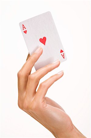 poker game - Woman's hand holding playing card (ace of heart) Stock Photo - Rights-Managed, Code: 877-06832649