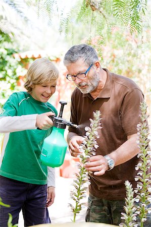 Man and child gardening Stock Photo - Rights-Managed, Code: 877-06833654