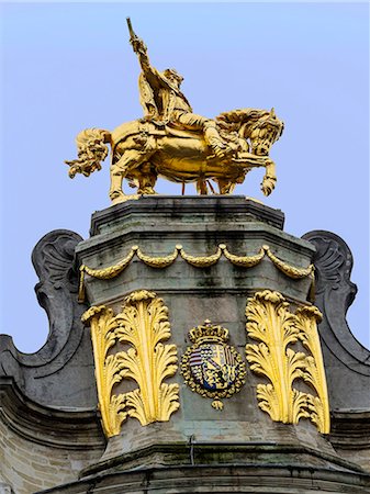Belgium, Brussels, Grand place, gold equestrian sculpture on a house Stock Photo - Rights-Managed, Code: 877-08128341