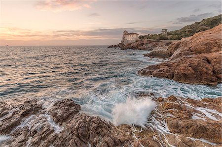 A view of the Castle of Boccale at sunset, Livorno, Tuscany, Italy Stock Photo - Rights-Managed, Code: 879-09020621