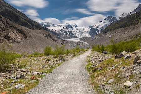 Morteratsch glacier, Bernina group, Morteratsch valley, Engadine, Switzerland, Europe Photographie de stock - Rights-Managed, Code: 879-09020743