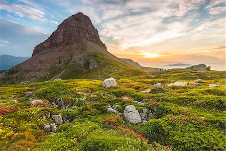 sunrise nature landscape not people - Mountain Palon at sunrise Europe, Italy, Trentino Alto Adige, Non Valley, Nana vallay, Trento district, Cles municipality Stock Photo - Rights-Managed, Code: 879-09021307