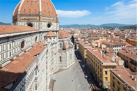 The ancient Duomo di Firenze built with polychrome marble panels and Brunelleschi's Dome Florence Tuscany Italy Europe Stock Photo - Rights-Managed, Code: 879-09034279