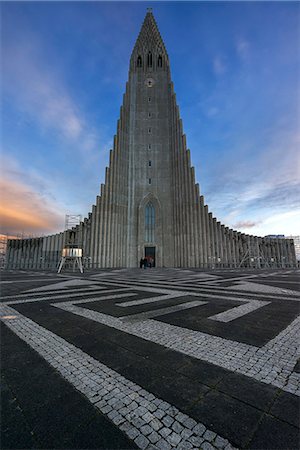 Reykjavik, Iceland. Hallgrímskirkja church at sunset. Stock Photo - Rights-Managed, Code: 879-09032975