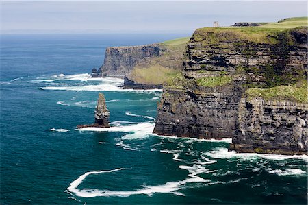 O'Brien's Tower and Breanan Mór rock. Cliffs of Moher, Liscannor, Munster, Co.Clare, Ireland, Europe. Stock Photo - Rights-Managed, Code: 879-09033238