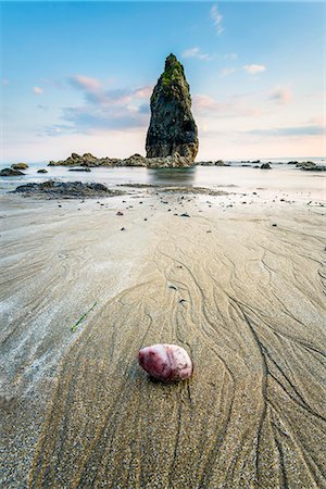 Ballydowane Cove, County Waterford, Munster province, Ireland, Europe. The sea stack in the ocean with the high tide. Stock Photo - Rights-Managed, Code: 879-09033487