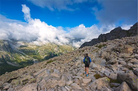 path of stone - Trekking in Adamello park, Brescia province, Lombardy district, Europe, Italy. Stock Photo - Rights-Managed, Code: 879-09033868
