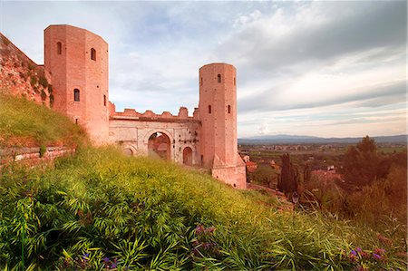 spello streets - Europe,Italy,Umbria, Perugia district, Spello. Towers of Properzio Stock Photo - Rights-Managed, Code: 879-09043149