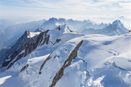 The glaciers of Mount Blanc from an aerial view. Chamonix, France, Europe Foto de stock - Direito Controlado, Número: 879-09100341