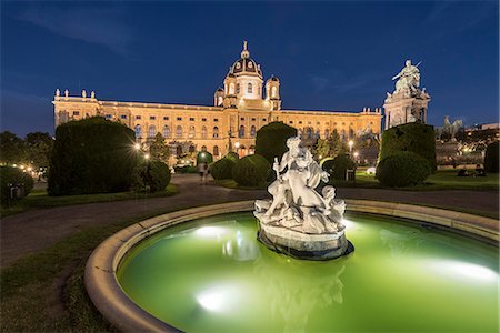 simsearch:400-05162857,k - Vienna, Austria, Europe. Tritons and Naiads fountain on the Maria Theresa square with the Art History Museum in the background Stock Photo - Rights-Managed, Code: 879-09100669