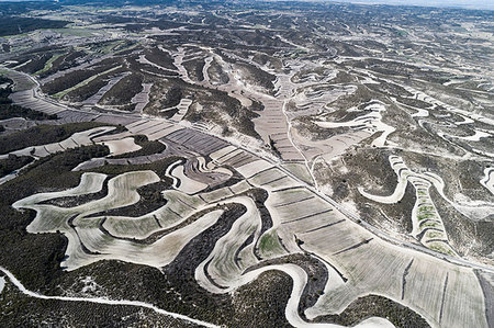 simsearch:400-04587823,k - Aerial view of drylands farming. Castejon de Monegros, Huesca, Aragon, Spain, Europe Stock Photo - Rights-Managed, Code: 879-09189059