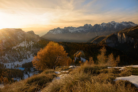 sun valley - Europe,Italy,Dolomites,Trentino,Fassa valley. Autumn in the San Nicolò Valley Stock Photo - Rights-Managed, Code: 879-09189267