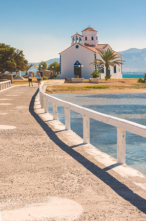 Close up of the bridge that link Elafonissos island with the orthodox church of St. Spyridon, Elafonissos, Laconia region, Peloponnese, Greece, Europe Stock Photo - Rights-Managed, Code: 879-09190255