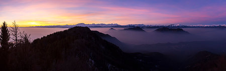 pennine alps - View of Punta di Mezzo and Monte Rosa from Schiaparelli Astronomical Observatory at sunset. Campo dei Fiori, Varese, Lombardy, Italy. Stock Photo - Rights-Managed, Code: 879-09190443