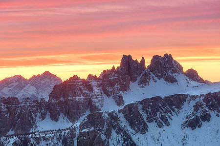 dolomiti - Croda da Lago in a full color winter sunrise, Cortina d'Ampezzo, Belluno, Veneto, Italy Stock Photo - Rights-Managed, Code: 879-09190581