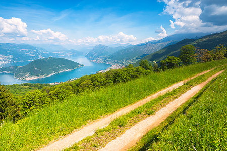 Montisola and iseo lake in spring season, Montisola, Brescia province, Lombardy district, Italy. Stock Photo - Rights-Managed, Code: 879-09190932