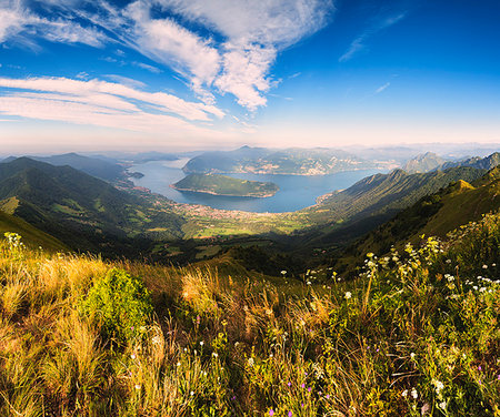 Iseo lake view from Punta Almana, Brescia province, Lombardy district, Italy. Stock Photo - Rights-Managed, Code: 879-09190933