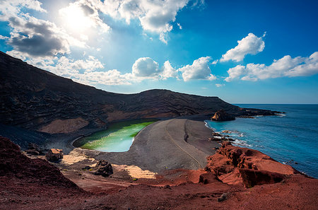 rocks and stones and sand - El Golfo, the green lagoon, Lanzarote, Canary island, Spain, Europe Stock Photo - Rights-Managed, Code: 879-09191797