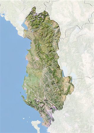 Albania, Satellite Image With Bump Effect, With Border and Mask Stock Photo - Rights-Managed, Code: 872-06054064