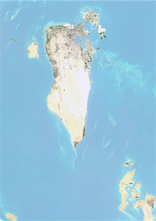 Bahrain, Satellite Image With Bump Effect, With Border Stock Photo - Rights-Managed, Code: 872-06054116
