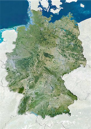 Germany, True Colour Satellite Image With Border and Mask Stock Photo - Rights-Managed, Code: 872-06054358