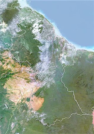 Guyana, Satellite Image With Bump Effect, With Border Stock Photo - Rights-Managed, Code: 872-06054390