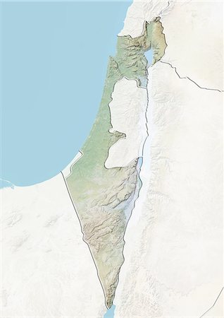 Israel, Relief Map With Border and Mask Stock Photo - Rights-Managed, Code: 872-06054435