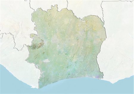simsearch:872-06054589,k - Ivory Coast, Relief Map With Border and Mask Foto de stock - Con derechos protegidos, Código: 872-06054447