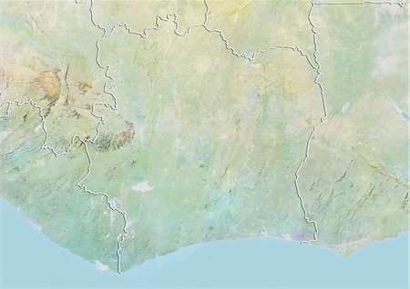 simsearch:872-06054589,k - Ivory Coast, Relief Map With Border Foto de stock - Con derechos protegidos, Código: 872-06054448