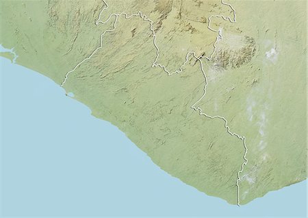 simsearch:872-06054589,k - Liberia, Relief Map With Border Foto de stock - Con derechos protegidos, Código: 872-06054514