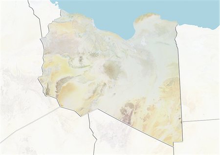 simsearch:872-06054589,k - Libya, Relief Map With Border and Mask Foto de stock - Con derechos protegidos, Código: 872-06054517