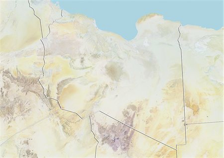 simsearch:872-06054589,k - Libya, Relief Map With Border Foto de stock - Con derechos protegidos, Código: 872-06054518