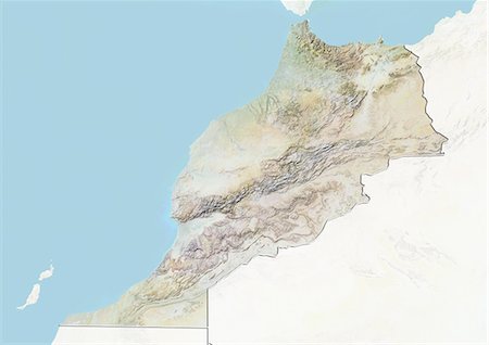 simsearch:872-06054589,k - Morocco, Relief Map With Border and Mask Foto de stock - Con derechos protegidos, Código: 872-06054584