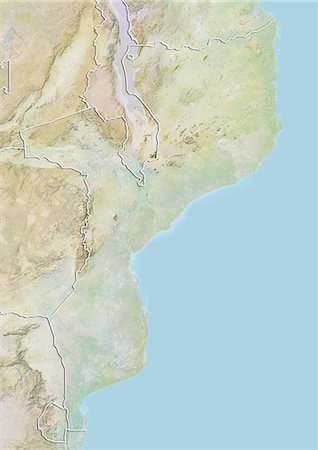 simsearch:872-06054589,k - Mozambique, Relief Map With Border Foto de stock - Con derechos protegidos, Código: 872-06054590