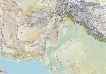 pakistan - Pakistan, Relief Map with Border Stock Photo - Rights-Managed, Code: 872-06054644