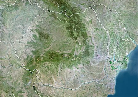 Romania, True Colour Satellite Image With Border Stock Photo - Rights-Managed, Code: 872-06054696