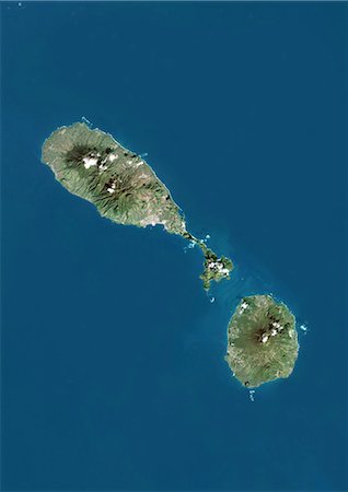 satellite image - Saint Kitts and Nevis, True Colour Satellite Image Stock Photo - Rights-Managed, Code: 872-06054708