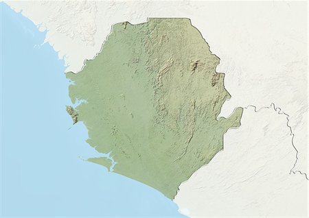 simsearch:872-06054589,k - Sierra Leone, Relief Map with Border and Mask Foto de stock - Con derechos protegidos, Código: 872-06054733