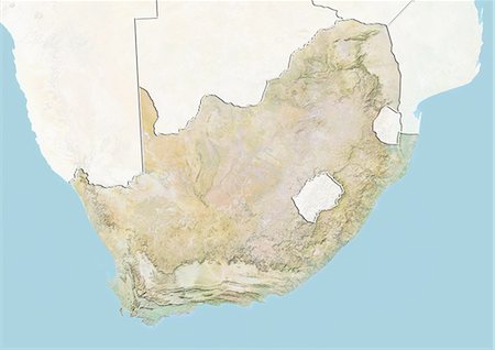 simsearch:872-06054589,k - South Africa, Relief Map with Border and Mask Foto de stock - Con derechos protegidos, Código: 872-06054757