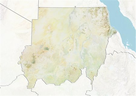 simsearch:872-06054589,k - Sudan, Relief Map with Border and Mask Foto de stock - Con derechos protegidos, Código: 872-06054776