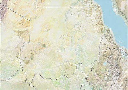 simsearch:872-06054589,k - Sudan, Relief Map with Border Foto de stock - Con derechos protegidos, Código: 872-06054777