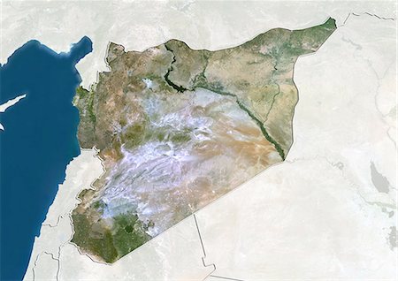 physical geography - Syria, True Colour Satellite Image With Border and Mask Stock Photo - Rights-Managed, Code: 872-06054804