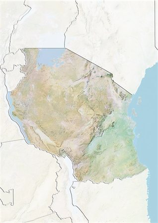 simsearch:872-06054589,k - Tanzania, Relief Map with Border and Mask Foto de stock - Con derechos protegidos, Código: 872-06054815
