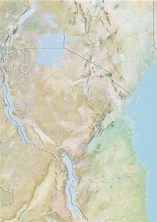 simsearch:872-06054589,k - Tanzania, Relief Map with Border Foto de stock - Con derechos protegidos, Código: 872-06054816