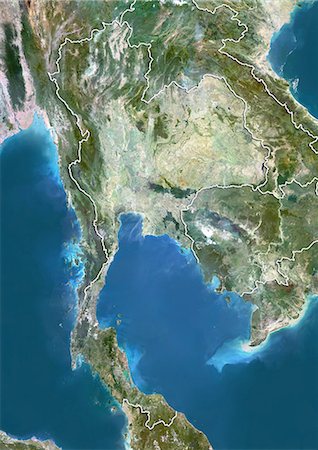 Thailand, True Colour Satellite Image With Border Stock Photo - Rights-Managed, Code: 872-06054822