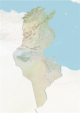 simsearch:872-06054589,k - Tunisia, Relief Map with Border and Mask Foto de stock - Con derechos protegidos, Código: 872-06054834