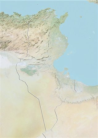 simsearch:872-06054589,k - Tunisia, Relief Map with Border Foto de stock - Con derechos protegidos, Código: 872-06054835