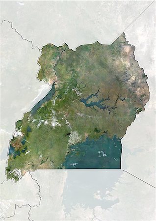 Uganda, True Colour Satellite Image With Border and Mask Stock Photo - Rights-Managed, Code: 872-06054850